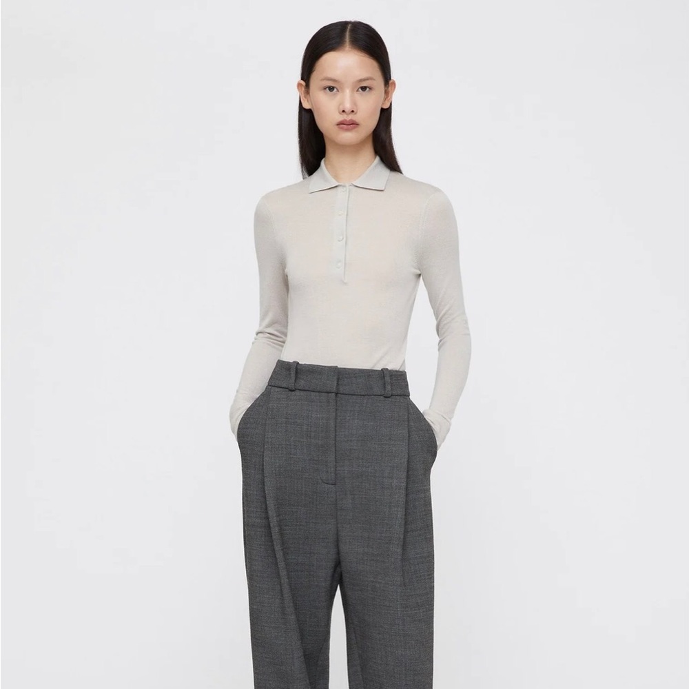 TOTEME Fine merino polo knit light hay